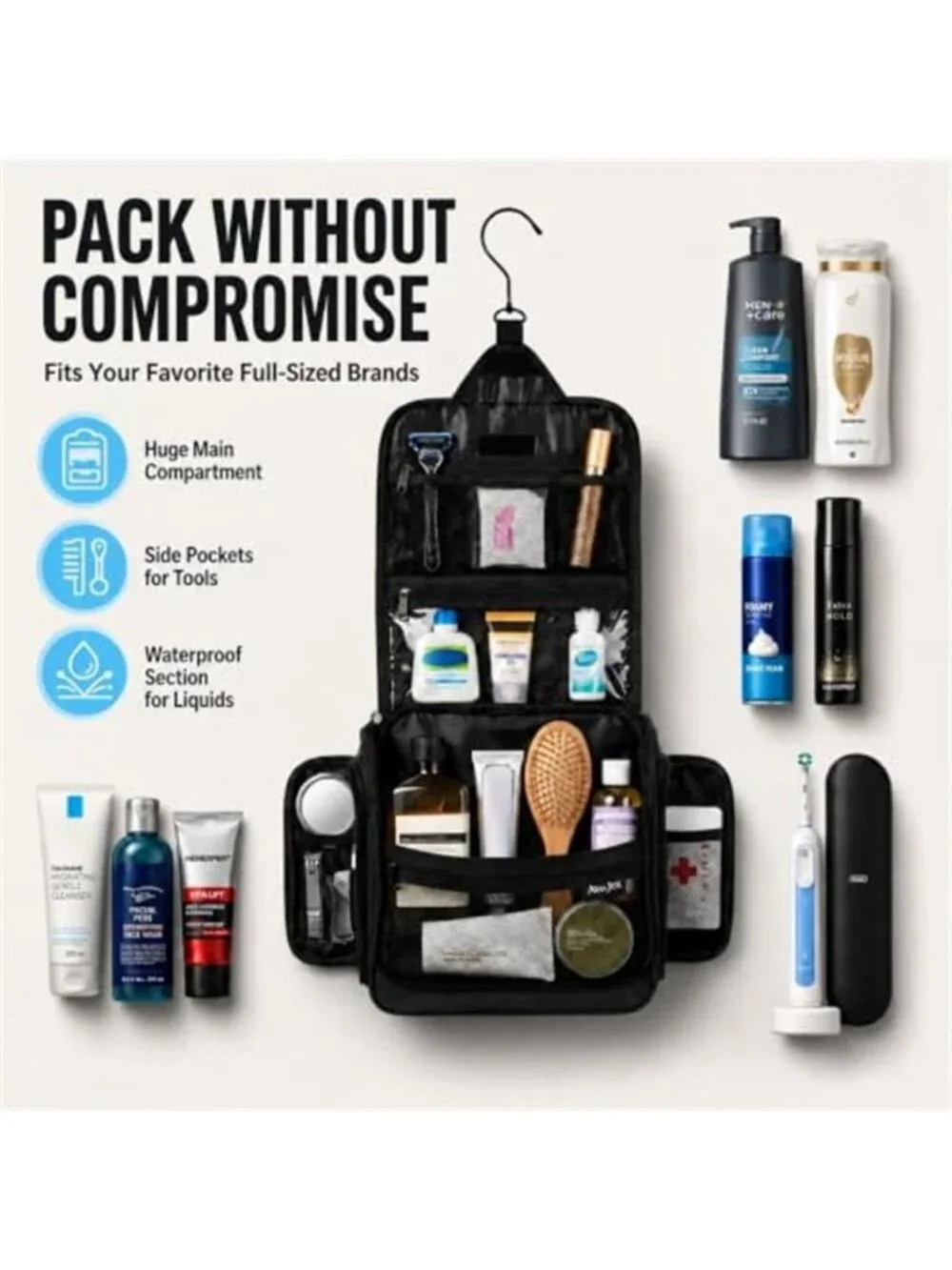 Travel Toiletry Bag for Men - Large Dopp Kit (10.6